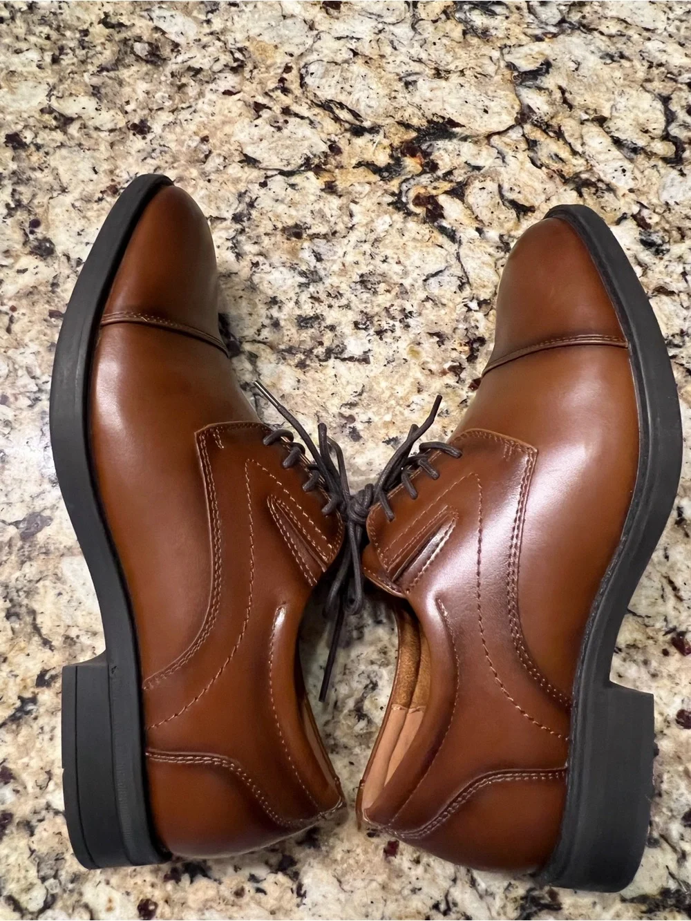 Apt. 9 Men's Cognac Leather Cap-Toe Oxfords